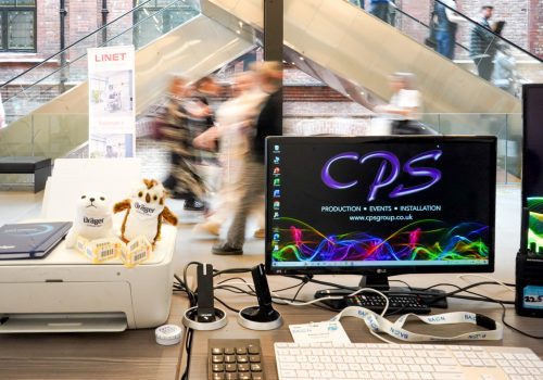 Computer ready to check powerpoint presentations at a conference