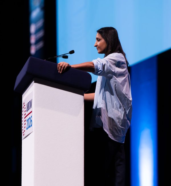 Woman working at a conference